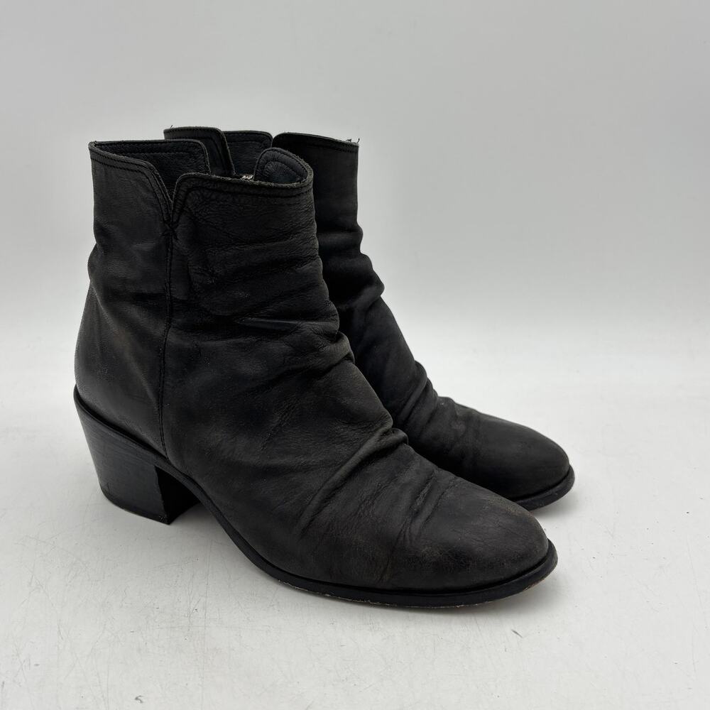 Fiorentini + Baker Black Leather Ankle Boots Women US 7 EU 37 Slouch Booties
